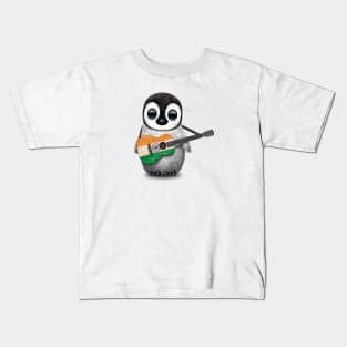 Baby Penguin Playing Indian Flag Guitar Kids T-Shirt